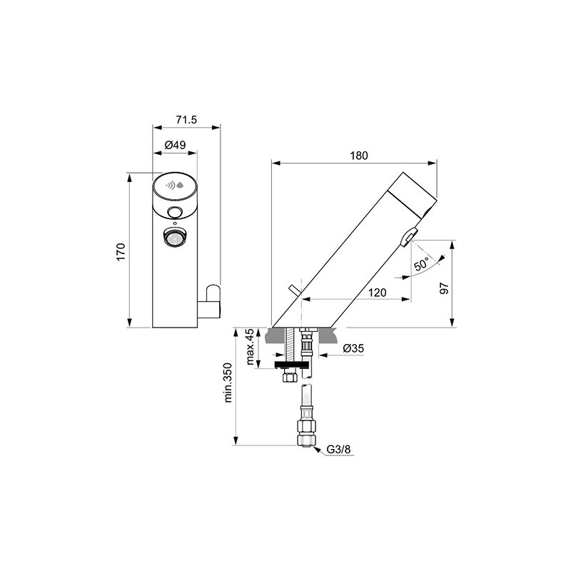 Электронный смеситель для раковины (со смешиванием) Ideal Standard Sensorflow NEW A7559XG