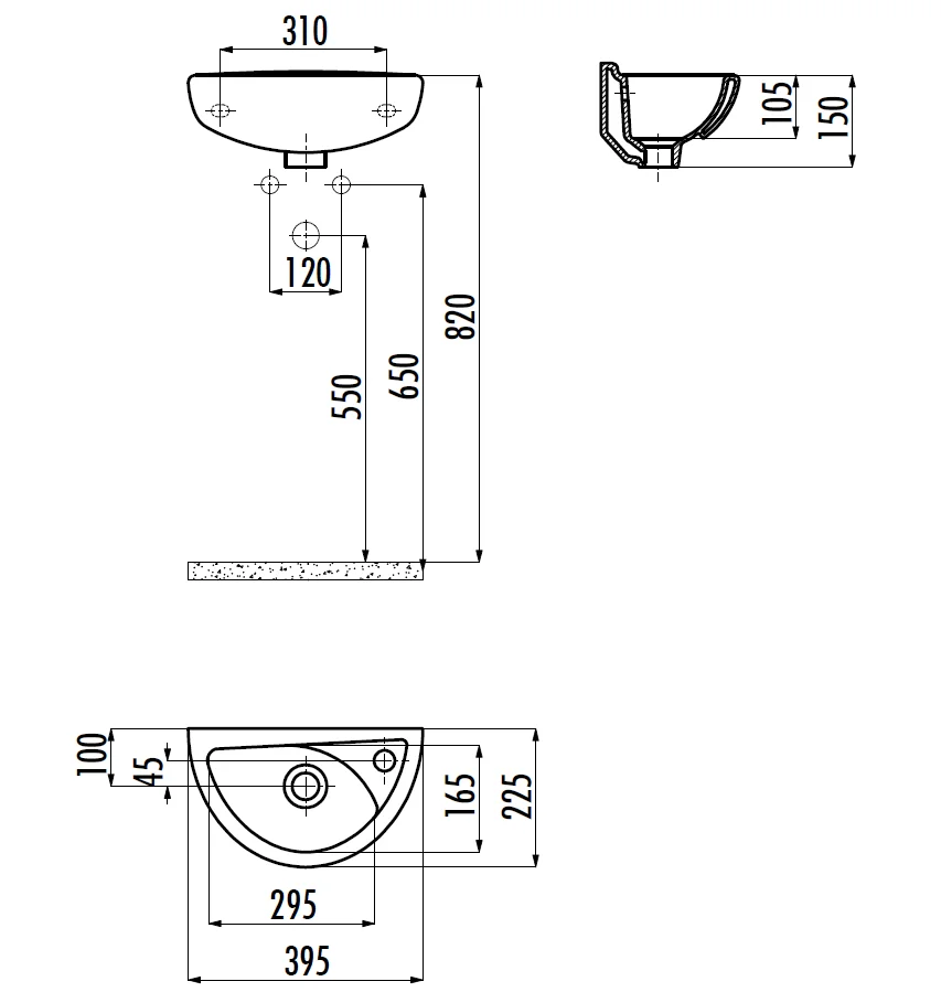 CREAVIT Раковина TP040-00CB00E-0000 (23*39см)