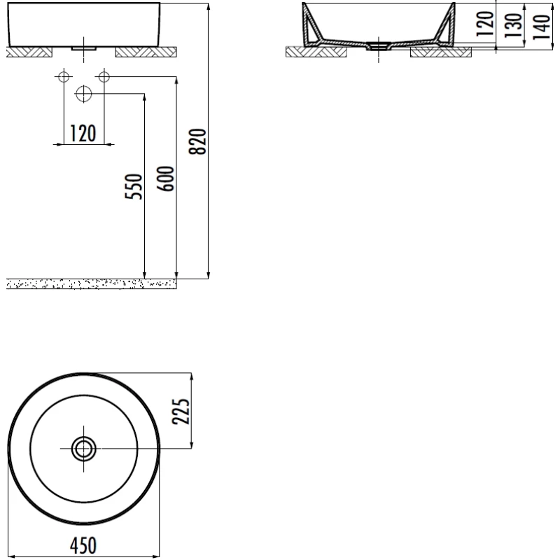 CREAVIT Раковина (45 см) АНТРАЦИТ NC045-00AM00E-0000