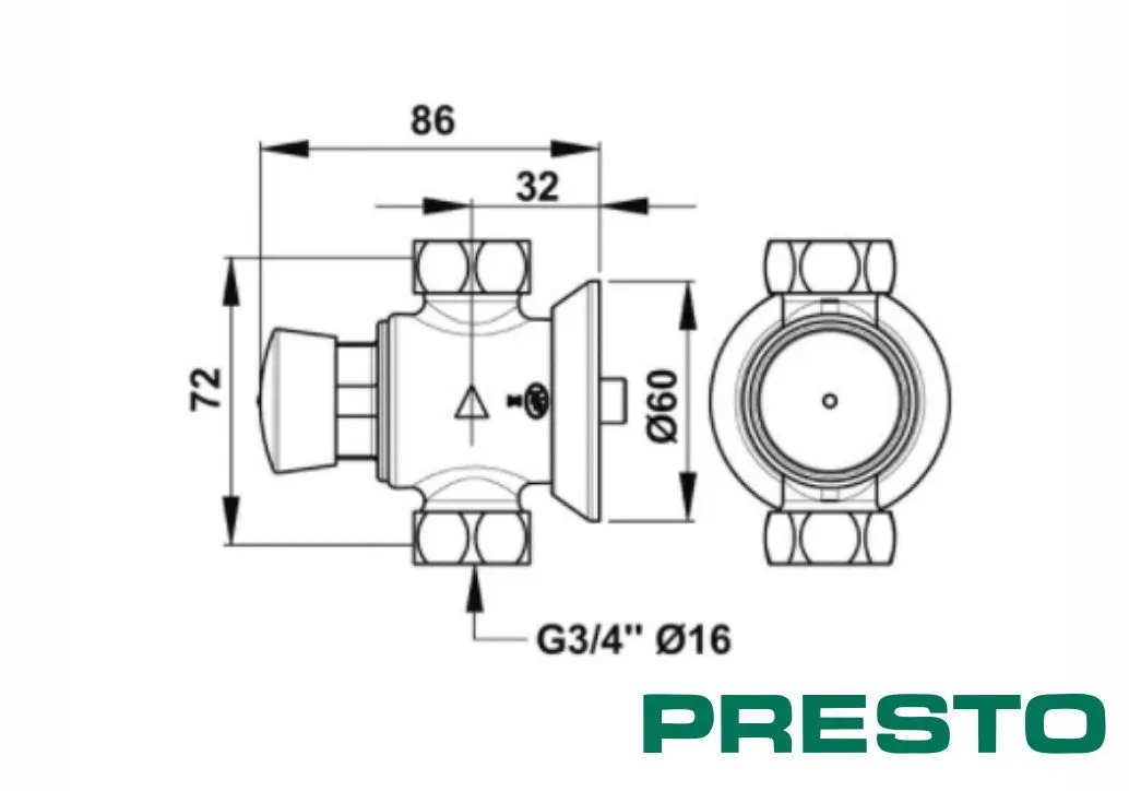 Порционно нажимной душевой кран с жесткой стойкой и лейкой Presto P 50 38022 CR1903 4