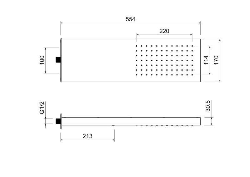 Настенный верхний душ 550*170*30 мм AQUATEK AQ2084CR