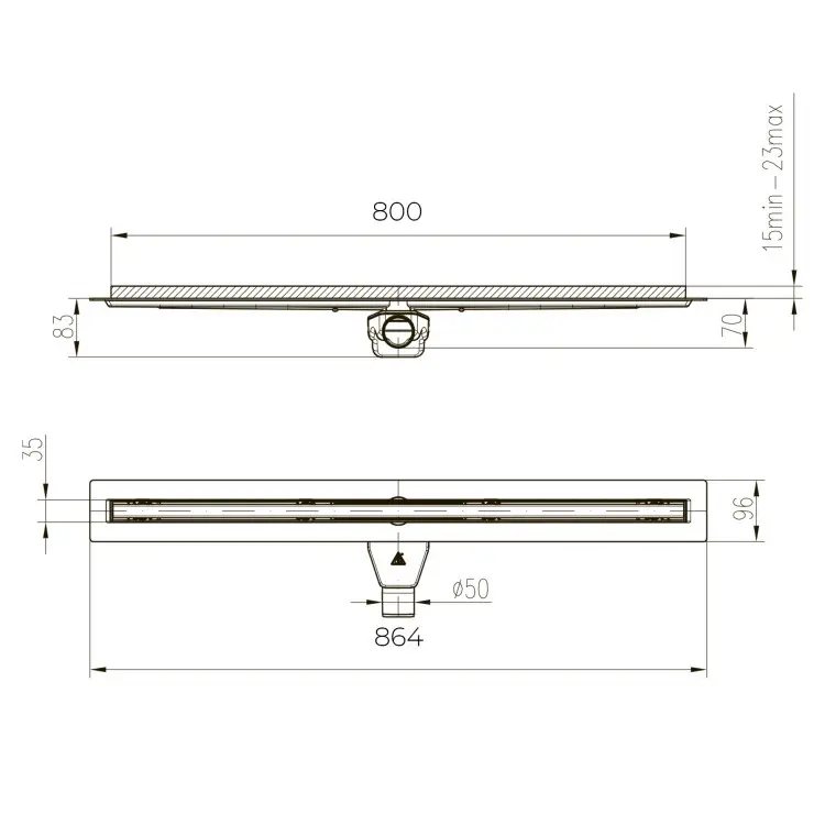Душевой лоток PAINI Slim Line 800 мм D50, черный матовый CH800SLC