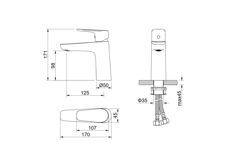 Смеситель для раковины 98, без донного клапана AQUATEK AQ1110CR БЕТТА