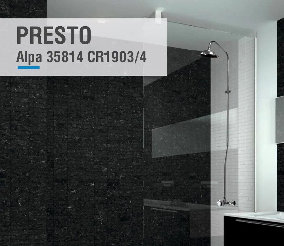 Порционно нажимной душевой комплект со смесителем, стойкой и лейкой Presto Alpa 35814 CR1903/4