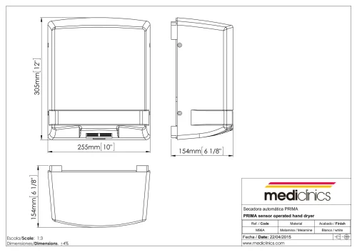 M96A Сенсорная сушилка для рук Prima Mediclinics
