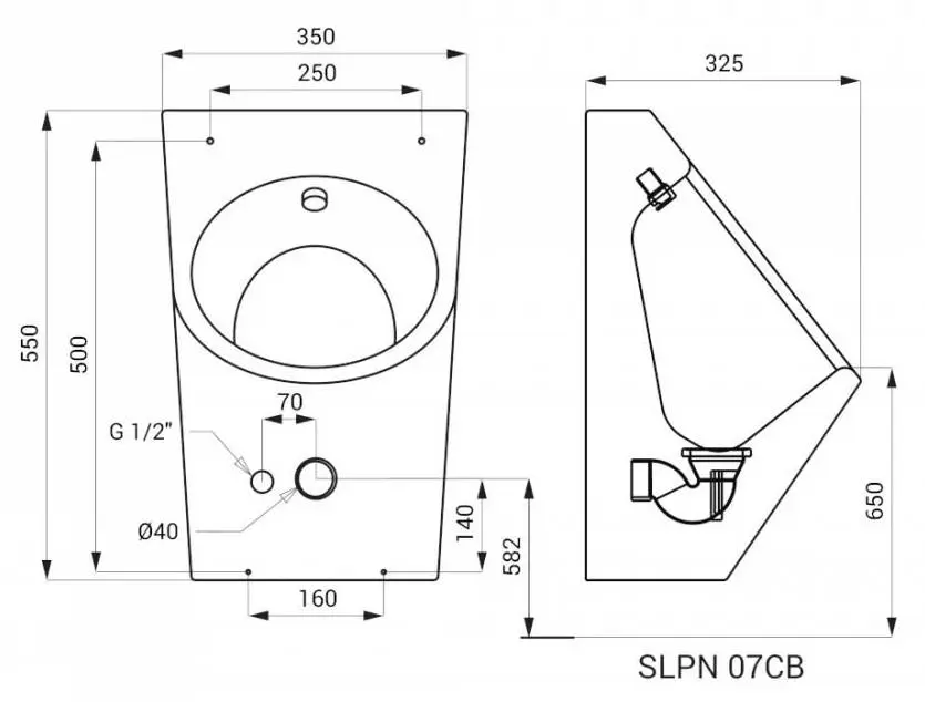 Бесконтактный писсуар из нержавеющей стали, Sanela 91074 (SLPN 07CB)