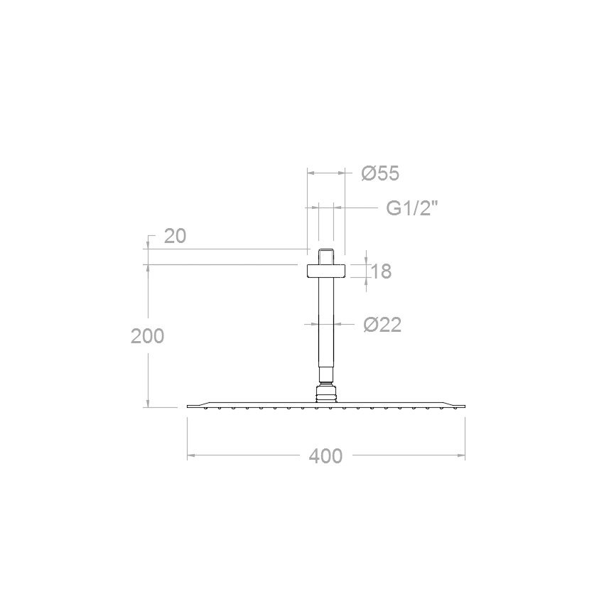 Излив тропического душа потолочный из нержавеющей стали HIDROTERAPIA 400 мм BVRM400