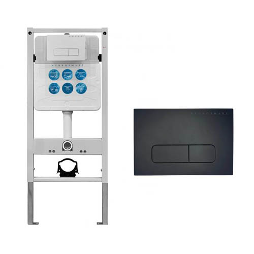 Инсталляция HYDROSMART для подвесного унитаза 07801.N + Панель смыва HYDROSMART 07811.N чёрный с прямоугольными клавишами