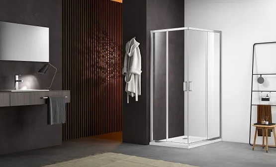 AQ NAA 1142-80 Душевой уголок квадратный, двери раздвижные 800x800x2000 профиль хром