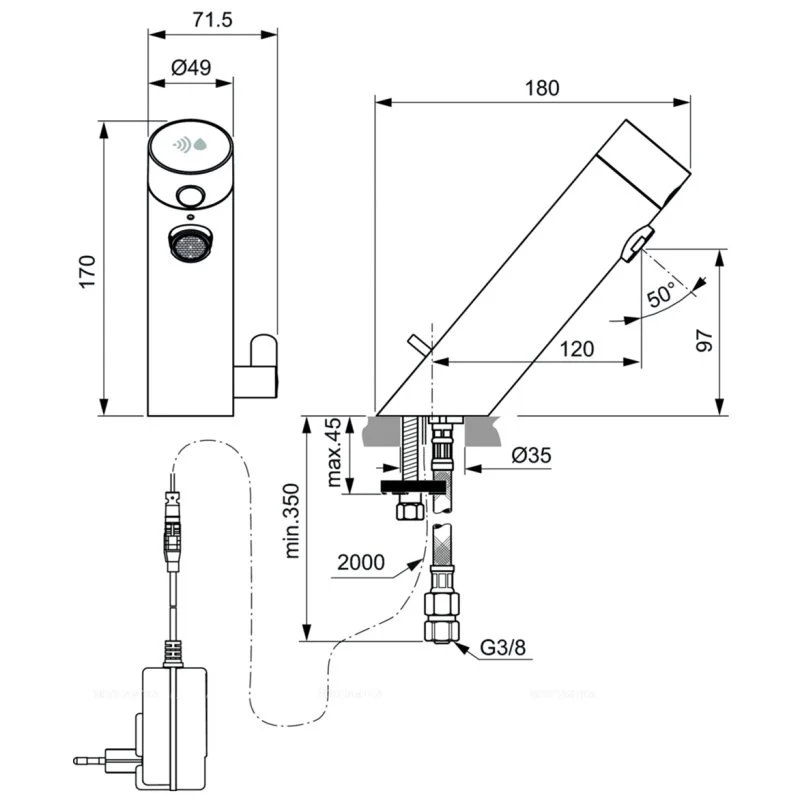 Смеситель для раковины Ideal Standard Sensorflow New A7558XG матовый черный