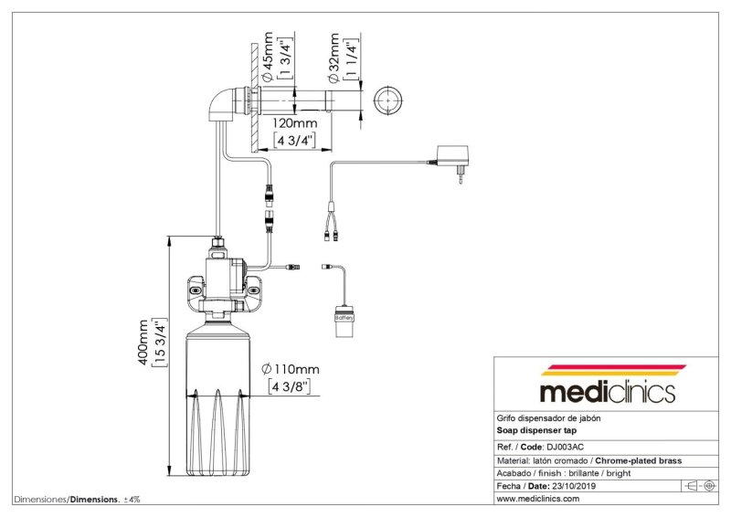 Mediclinics DJ003AC Автоматический дозатор жидкого мыла (хром)