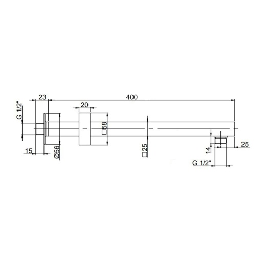 Кронштейн для верхнего душа PAINI 50PZ745QQ40 400 мм. квадратный, черный брашированный PVD (PZ)