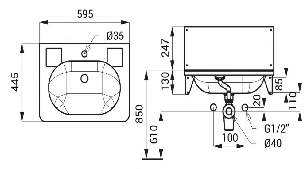 Нержавеющий умывальник Sanela 93020 (SLUN 02)
