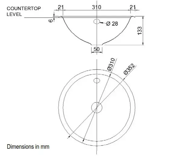 Раковина 310 мм матовая Nofer 13029.RS