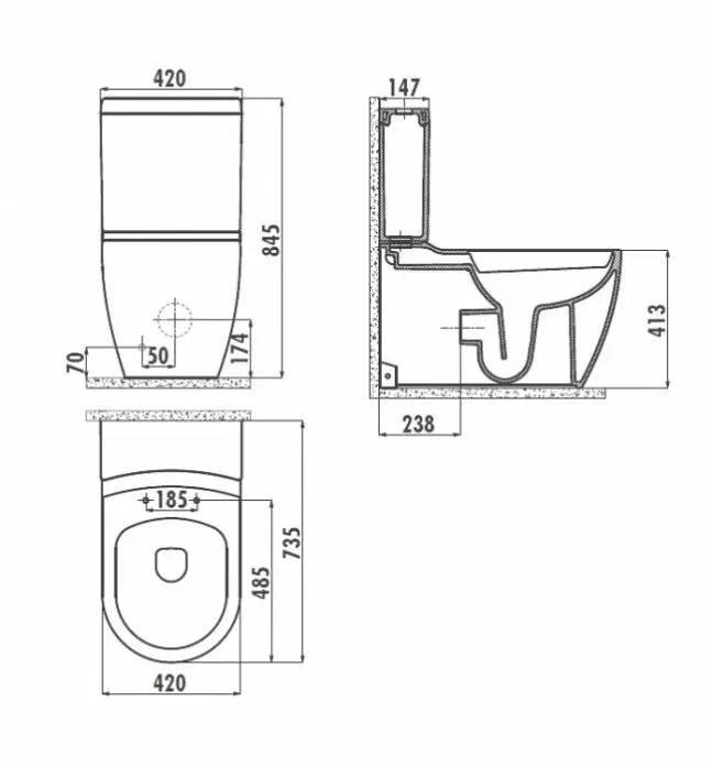 CREAVIT FOGLIA Унитаз к стене безободковый FG360-11CB00E-0000