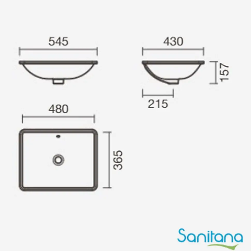 Раковина встраиваемая снизу Sanitana AIDA 55 см S10060030500000