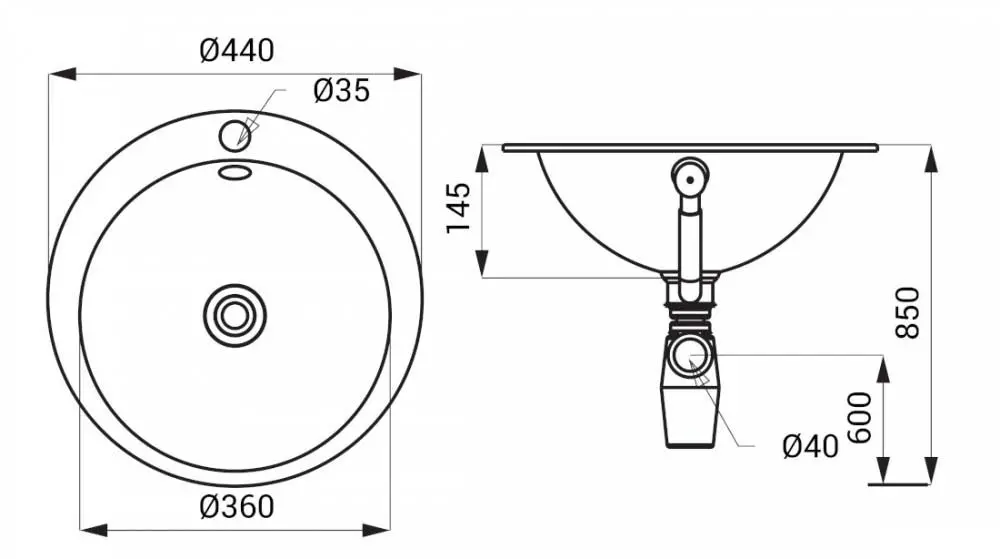 Круглая раковина Sanela 73282 (SLUN 28A)