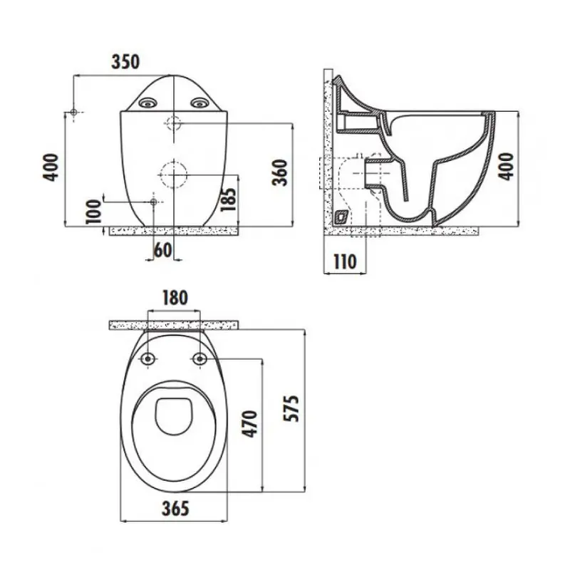CREAVIT FOGLIA Унитаз напольный безободковый с биде FG350-00CB00E-0000