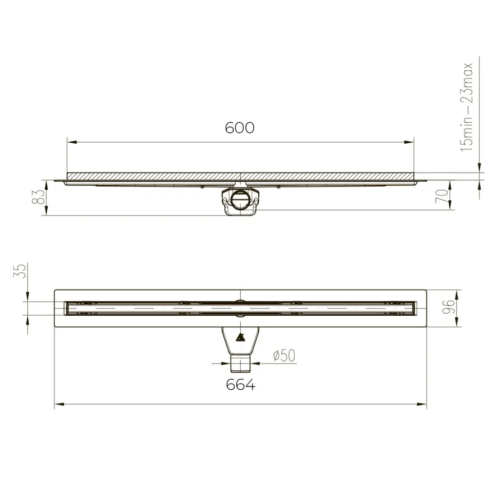 Душевой лоток PAINI CH600SL Slim Line 600 мм D50, хром глянец