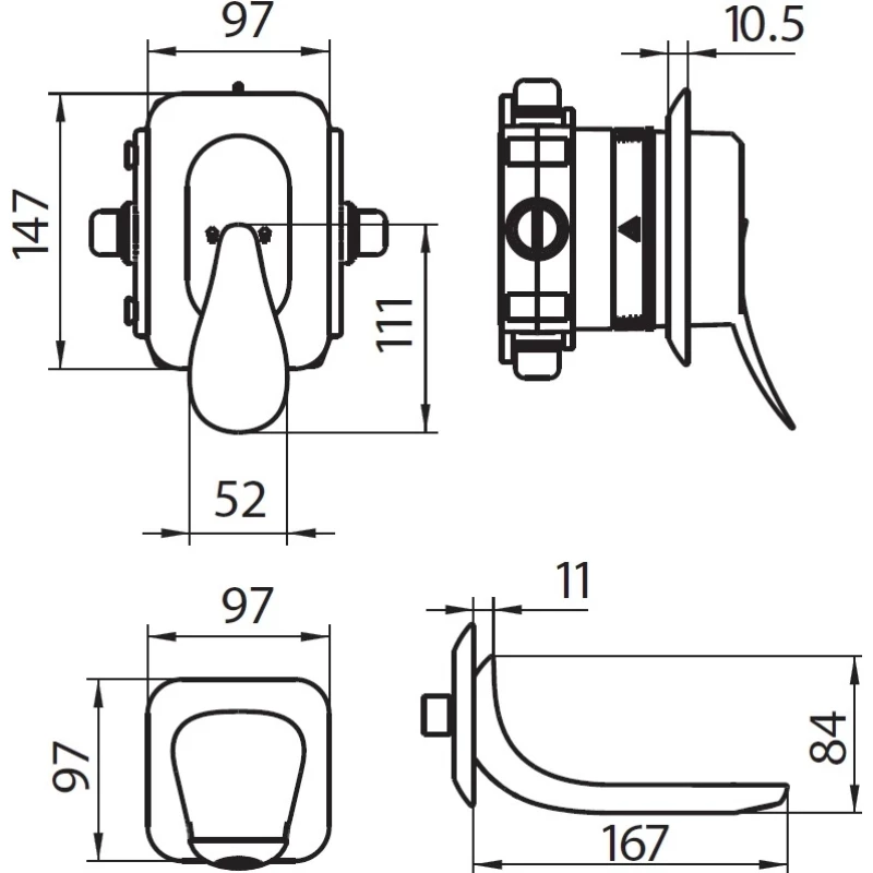 Смеситель для ванны Creavit Foglia FG4501 встраиваемый, хром