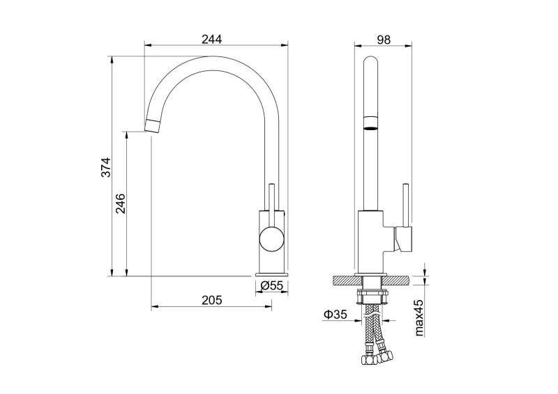 Смеситель для кухни AQUATEK AQ1382CR ЕВРОПА