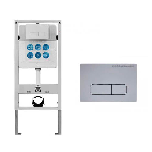 Инсталляция HYDROSMART для подвесного унитаза 07801.N + Панель смыва HYDROSMART 07811.W белый с прямоугольными клавишами