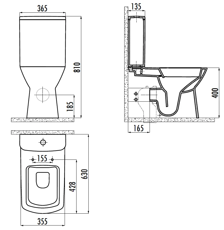 CREAVIT NOVA Унитаз напольный безободковый NV361-11CB00E-0000