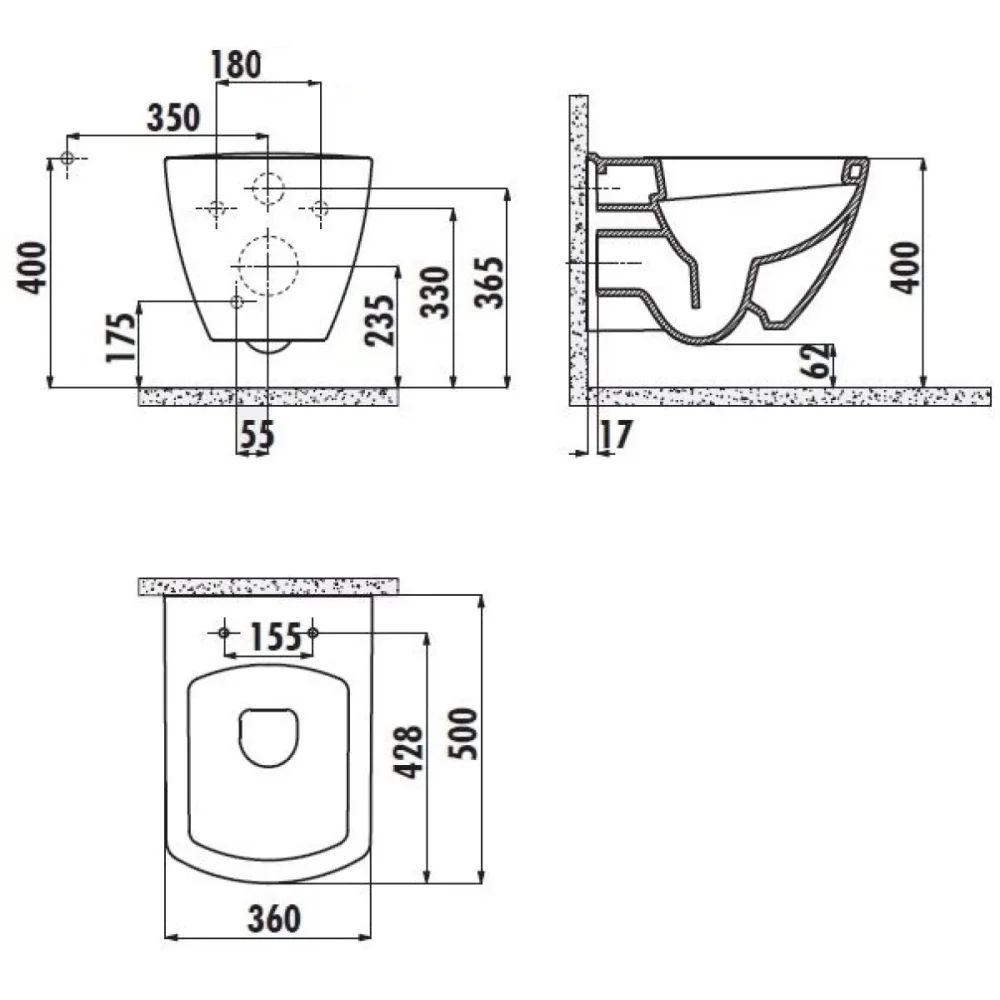 Унитаз подвесной Creavit Tetra TP326-11CB00E-0000