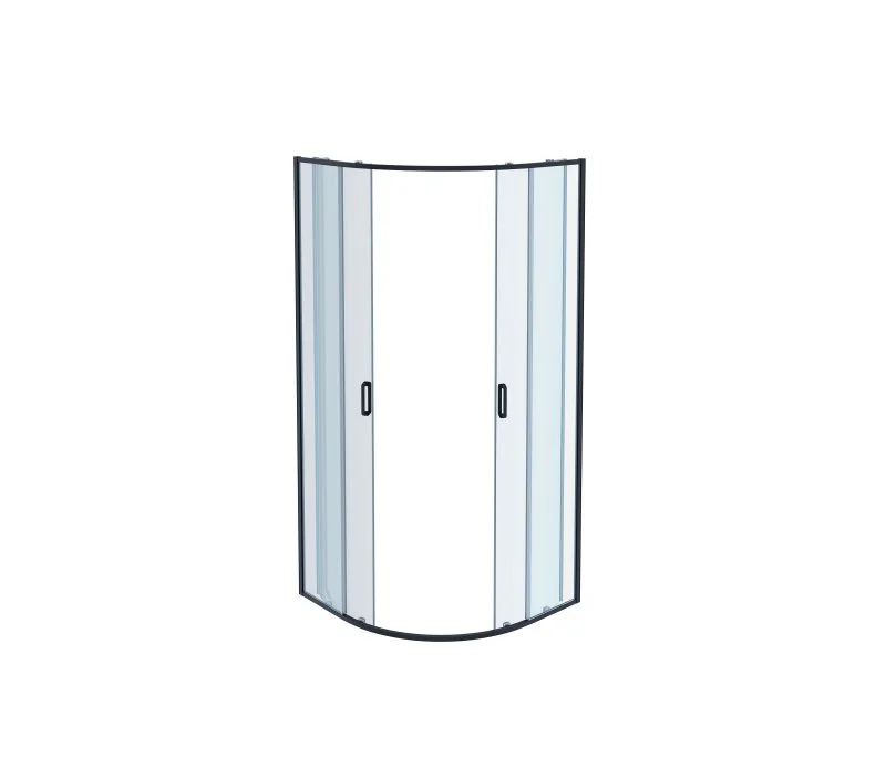 AQ ARI RO10020BL Душевой уголок 1/4 круга, двери раздвижные 1000x1000x2000, профиль черный