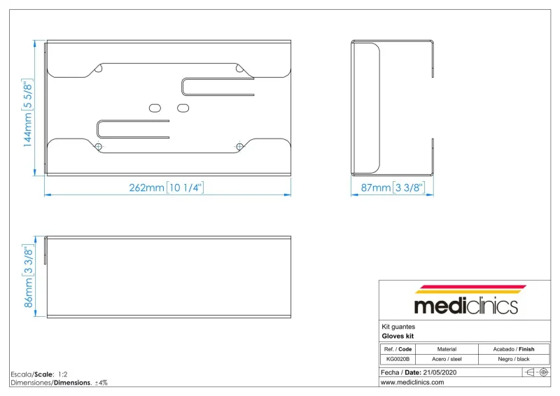 KG0020B Держатель диспенсера для перчаток Mediclinics