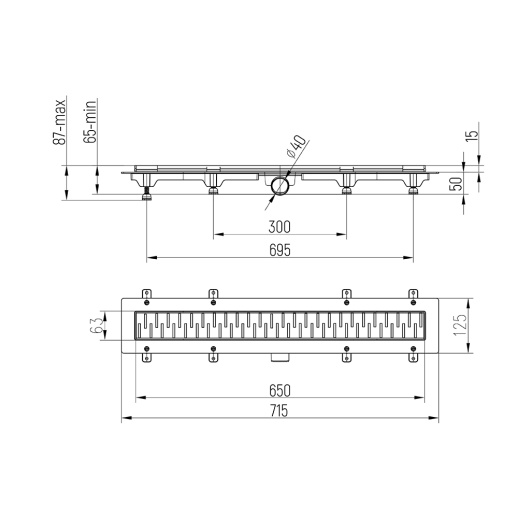 Душевой лоток PAINI CH650M Medium 650 мм