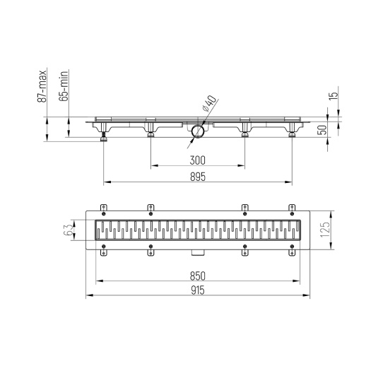 Душевой лоток PAINI CH850MC Medium 850 мм, черный матовый