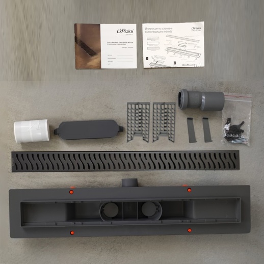 Душевой лоток PAINI CH450HC Harmony 450 мм, черный матовый
