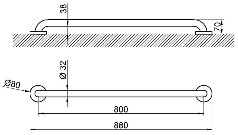 Поручень прямой 800 мм. глянцевый Nofer 15054.80.B