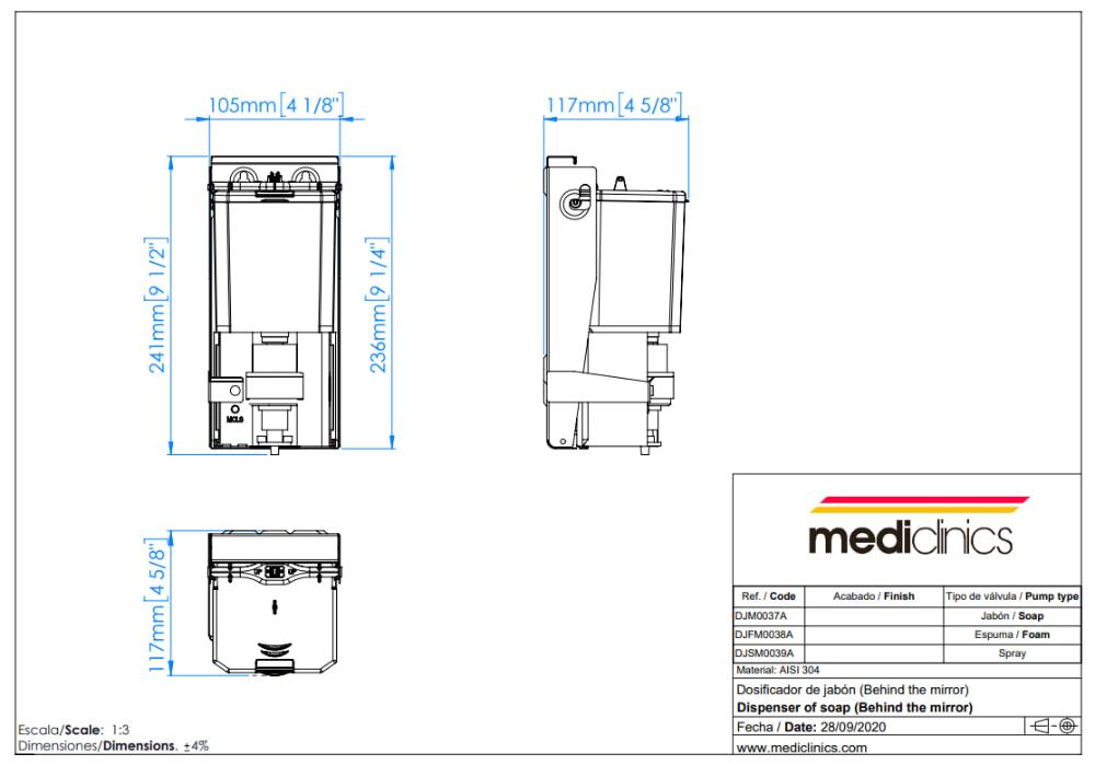 Mediclinics DJM0037A-TRAFO Дозатор жидкого мыла