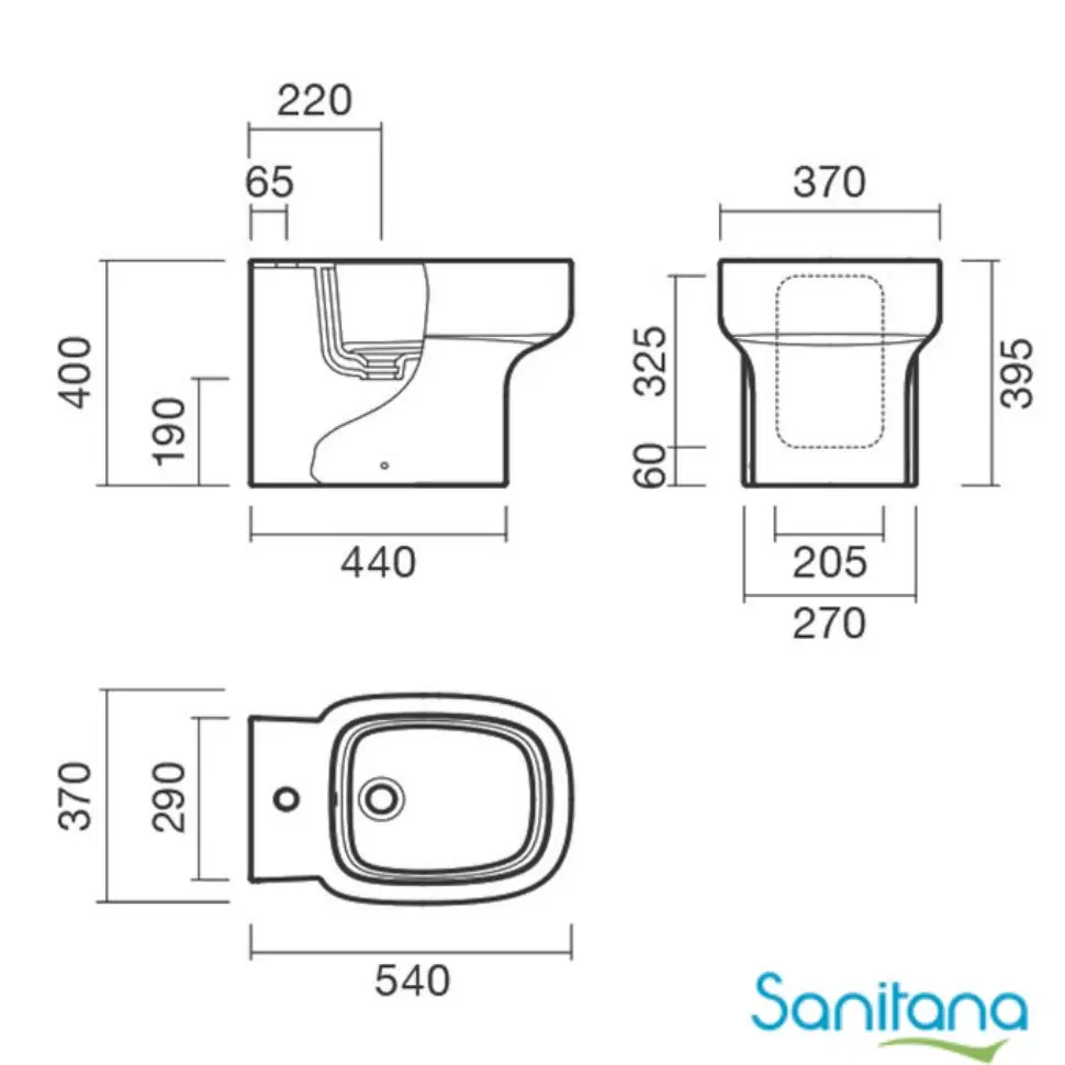 Биде BTW приставное Sanitana BE YOU S10062634900000