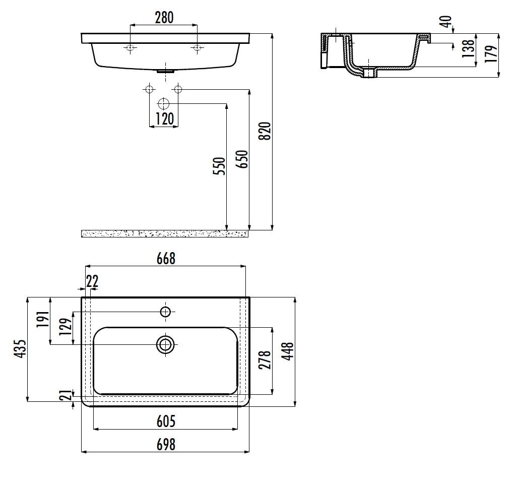 CREAVIT Раковина IP070 мебельная (45*70см) IP070-00CB00E-0000