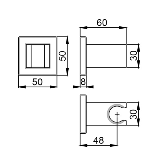 Держатель для лейки PAINI 53CR186QQ фиксированный, квадратный, хром (CR)