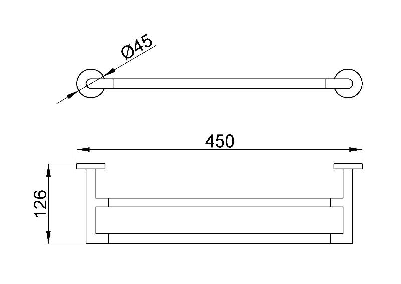 Вешало двойное 450 мм Line глянец Nofer 16509.B