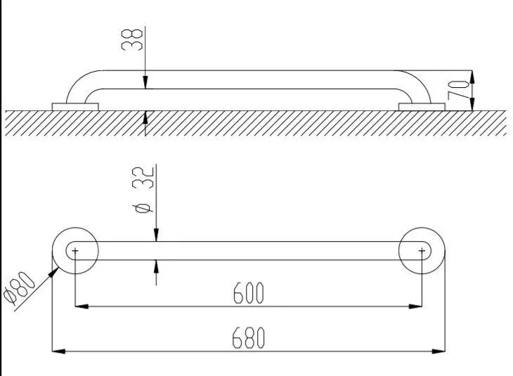 Поручень прямой 600 мм, белый эпоксидная краска Nofer 15054.60.F