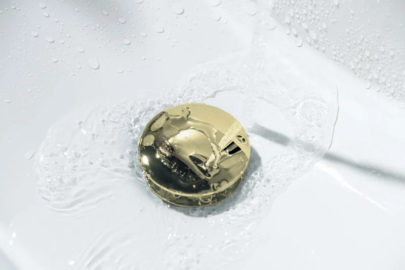 AQ6002PG сливной набор для раковины Push-open с переливом, крышка круглая, полир. Золото