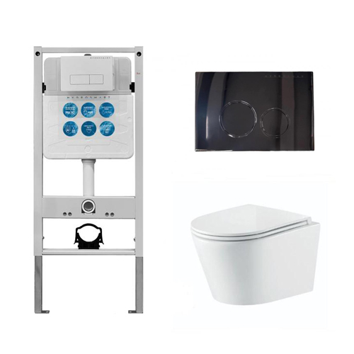 Инсталляция HYDROSMART 07801.N + Панель смыва HYDROSMART 07812.B + Унитаз Nofer Nantes 23013