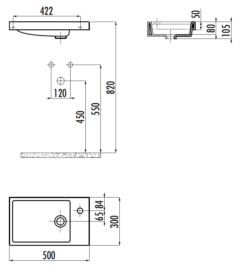 CREAVIT Раковина TP026-00CB00E-0000 мебельная (30*50 см)