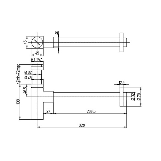 Сифон для раковины PAINI Dax 84PZ849, черный брашированный PVD (PZ)