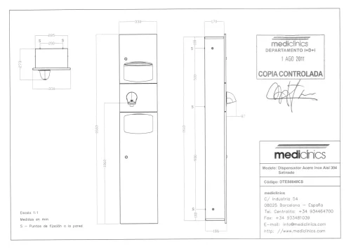 DTES0040CS Диспенсер для бумажных полотенец + Saniflow + Корзина для мусора Mediclinics