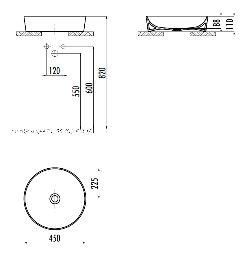 CREAVIT Раковина мебельная 45 см UL145-00CB00E-0000