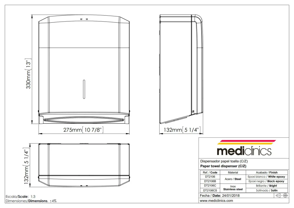 Диспенсер для бумажных полотенец Mediclinics DT2106C
