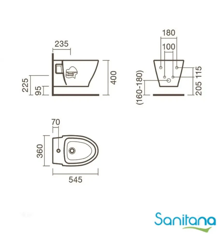 Биде подвесное Sanitana POP ART S10077734900000
