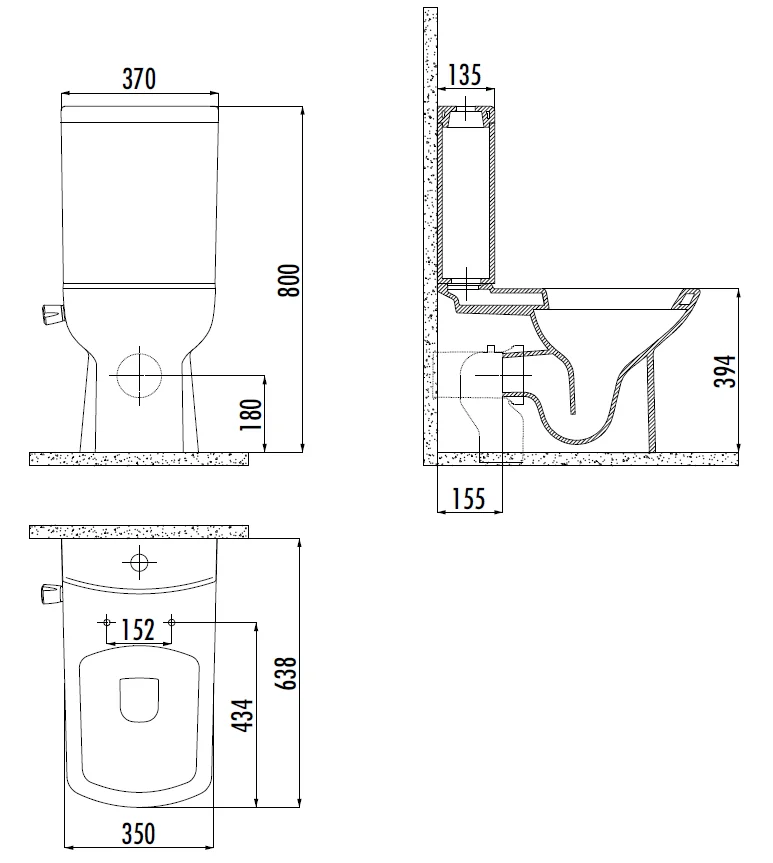 CREAVIT LARA Унитаз с биде c краном LR360-34CB00E-0001