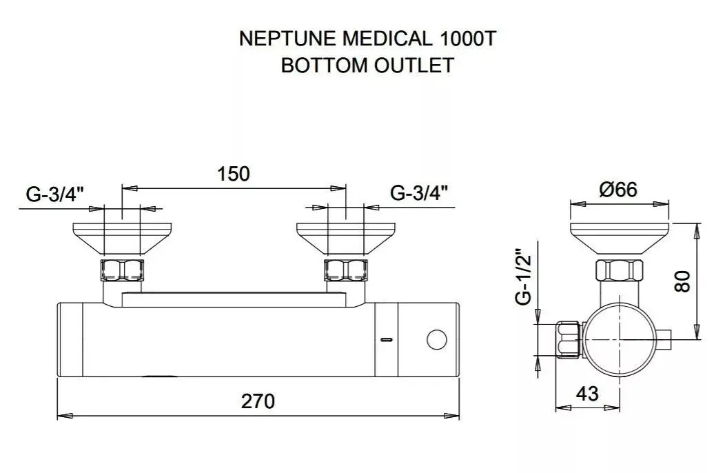 Бесконтактный душ Stern Neptune Medical 1000 T Bottom Outlet